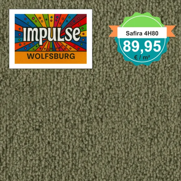 Vorwerk Safira Teppichboden Farbcode 4H80 – Draufsicht mit Preisetikett 89,95 €/m²